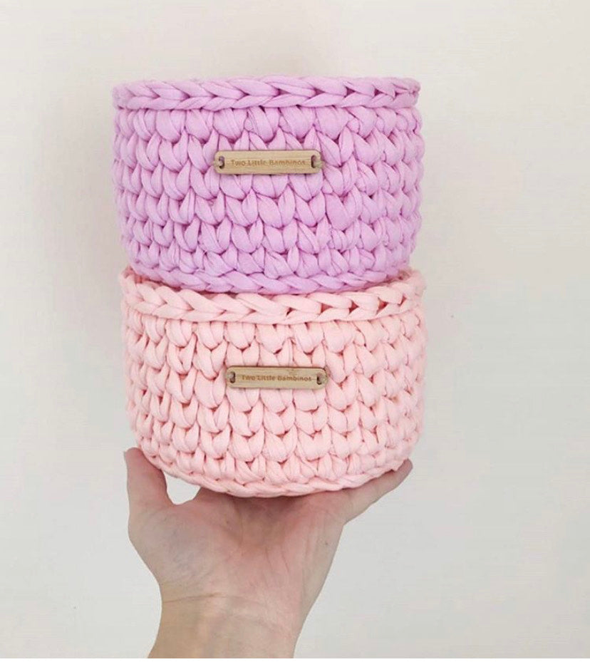 Handmade Crochet Basket - Small Crochet Basket Two Little Bambinos 