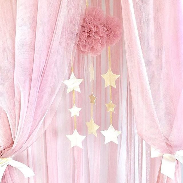 Tulle Cloud & Stars Mobile - Blush & Gold - Petit Luxe Bebe