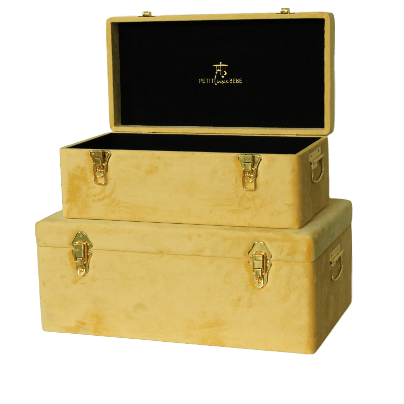 Luxe Velvet Storage Case Set - Mustard Storage Petit Luxe Bebe 