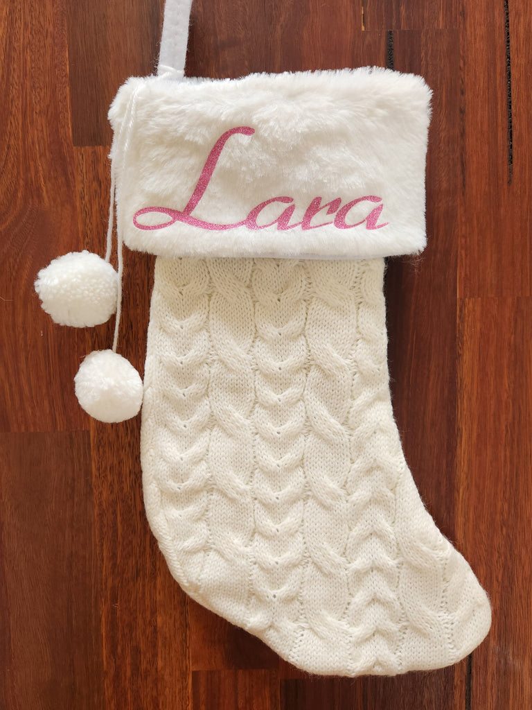 Personalised Knitted Christmas Stockings Personalised Santa Stockings Petit Luxe Bebe 