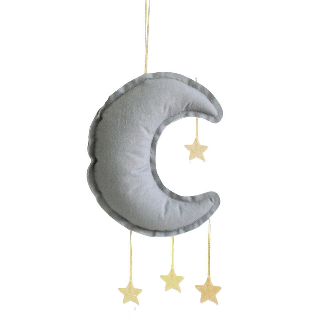 Alimrose Moon Mobile - Grey Linen - Petit Luxe Bebe