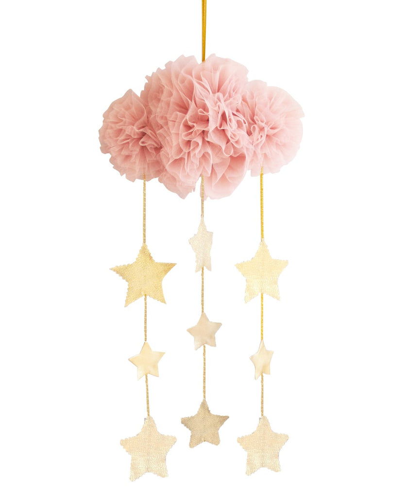 Tulle Cloud & Stars Mobile - Blush & Gold - Petit Luxe Bebe