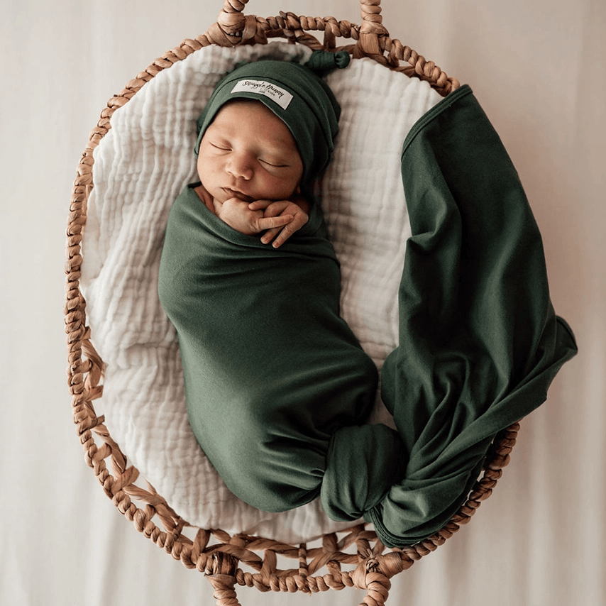 Olive Jersey Baby Wrap & Beanie Set Baby Wraps Snuggle Hunny Kids 