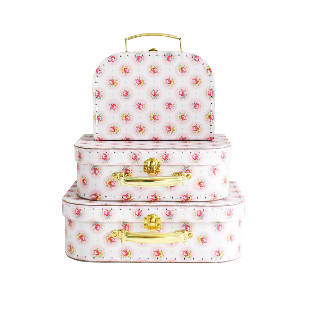 Kids Carry Suitcase Set - Floral Medallion - Petit Luxe Bebe