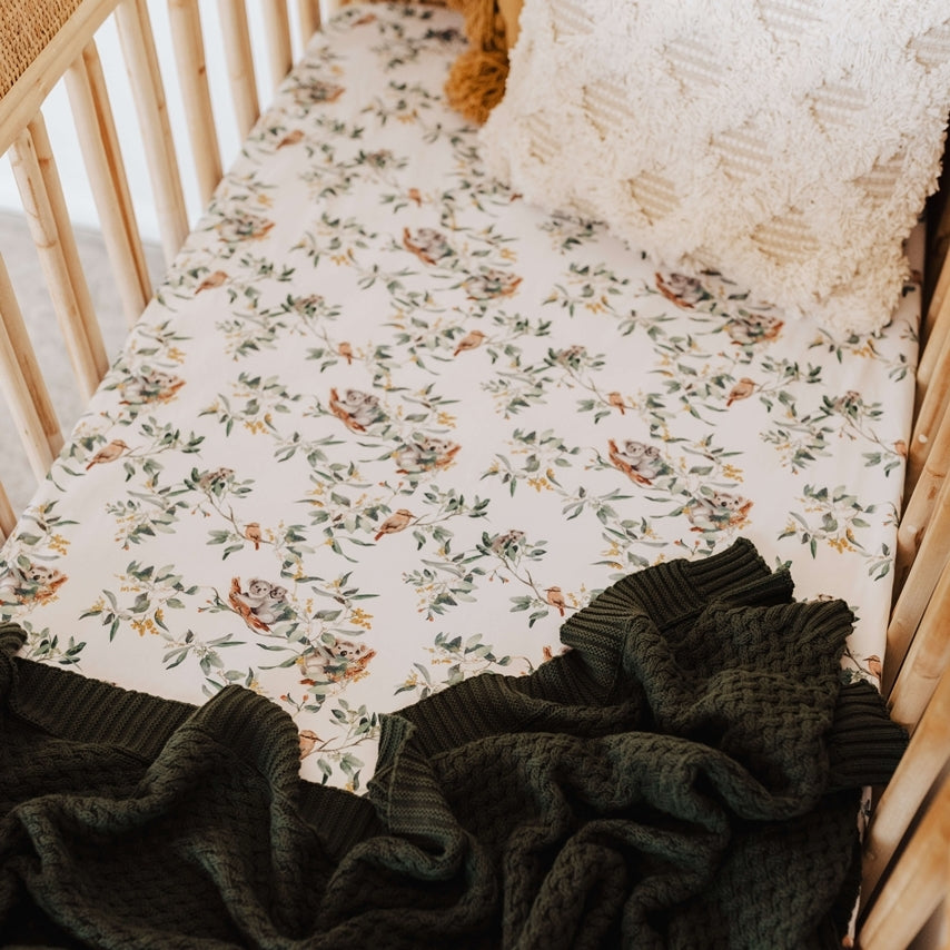 Eucalypt Jersey Cotton Fitted Cot Sheet - Petit Luxe Bebe