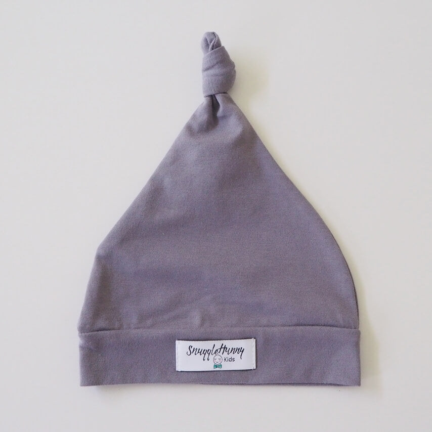 Grey Knotted Baby Beanie - Petit Luxe Bebe