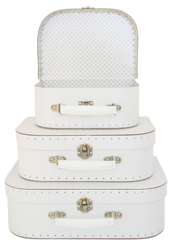 Kids Carry Suitcase Set - White & Grey - Petit Luxe Bebe