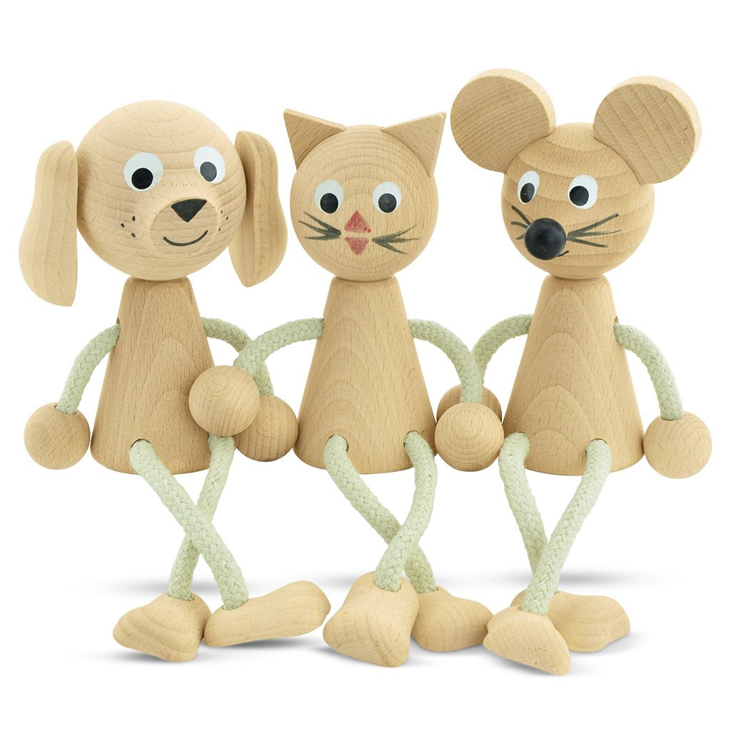 Bentley - Wooden Sitting Mouse Toy - Petit Luxe Bebe