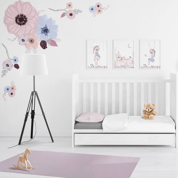 Picture of childs bedroom with floral wall decals