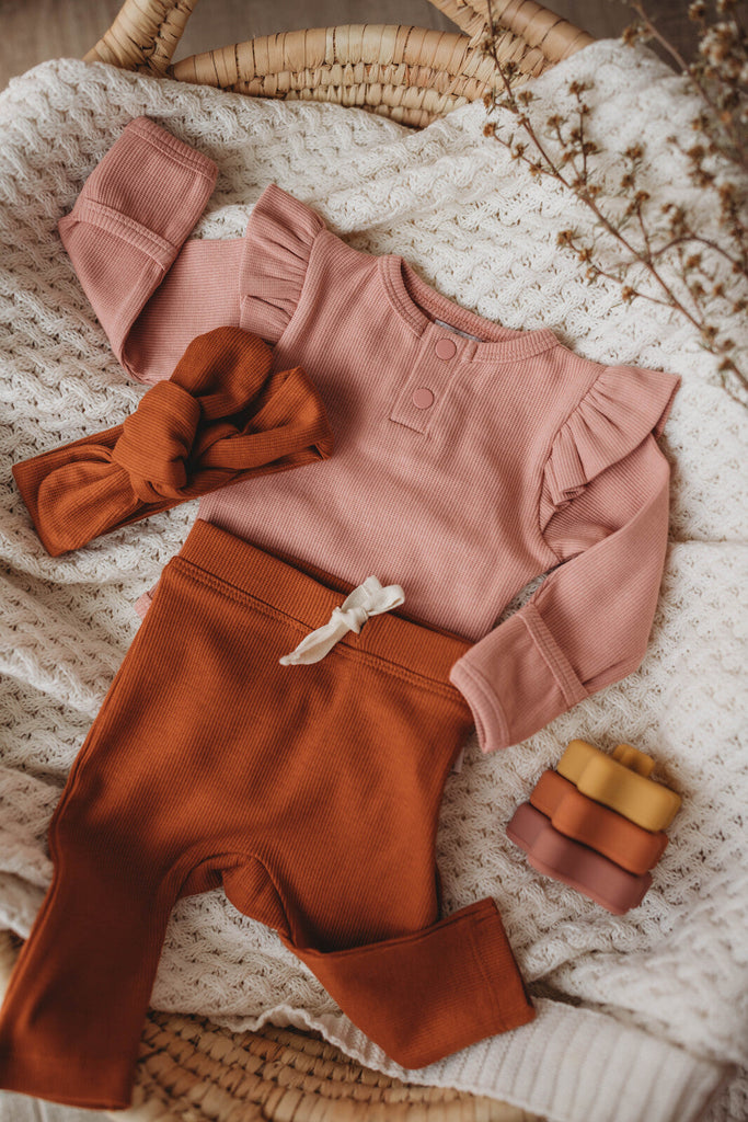 ROSE Organic Long Sleeve Bodysuit Organic Baby Clothing Snuggle Hunny Kids 