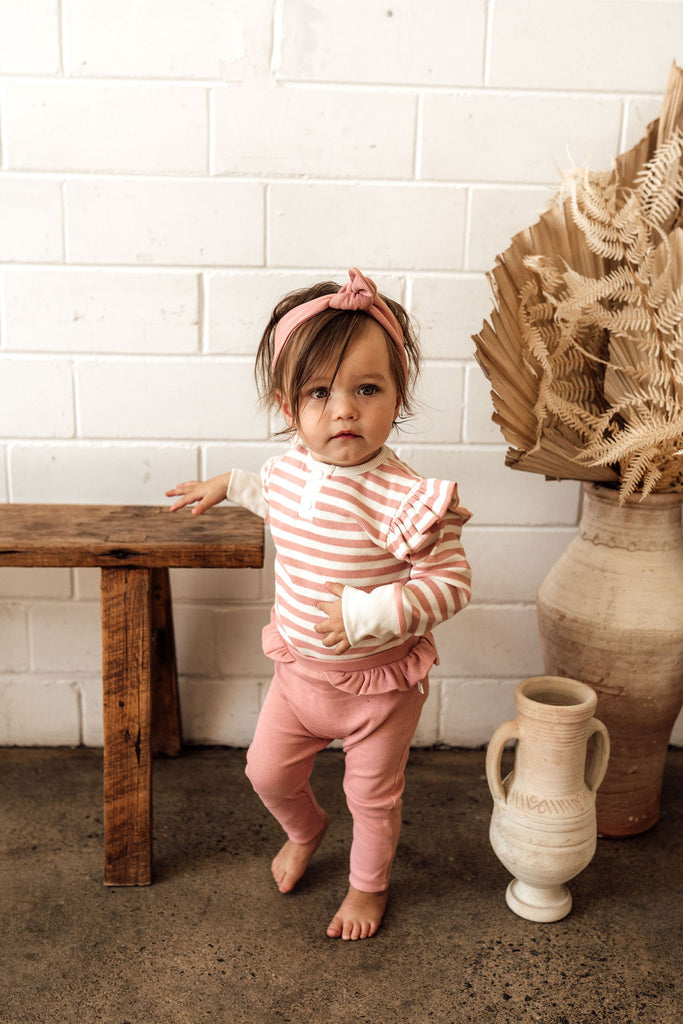 Snuggle Hunny Kids Rose Stripe Long Sleeve Bodysuit Organic Baby Clothing Snuggle Hunny Kids 