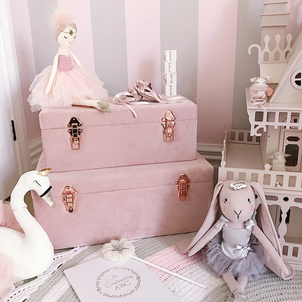 Luxe Velvet Storage Case Set - Dusty Pink {RESTOCK End July 2020} - Petit Luxe Bebe
