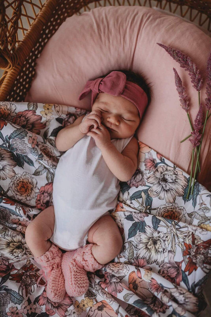 Australiana Floral - Organic Muslin Baby Wrap - Petit Luxe Bebe