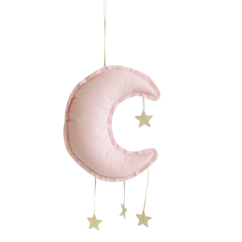 Alimrose Moon Mobile - Pink Linen - Petit Luxe Bebe