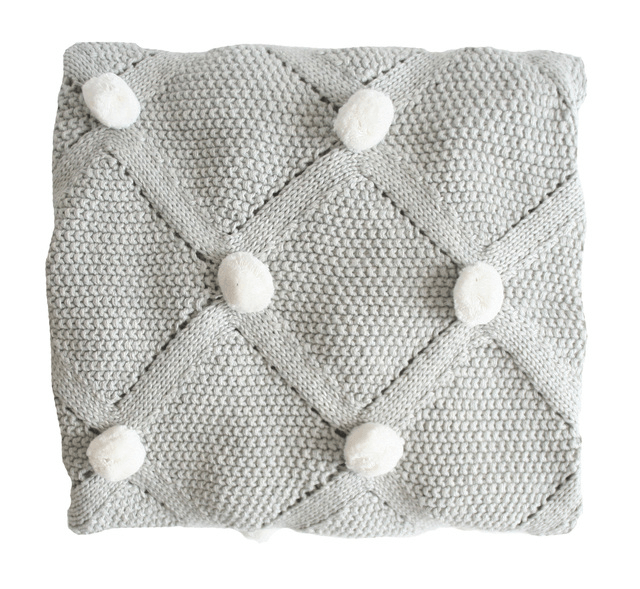Alimrose Pom Pom Baby Blanket - Grey & Ivory Baby Blanket Alimrose 