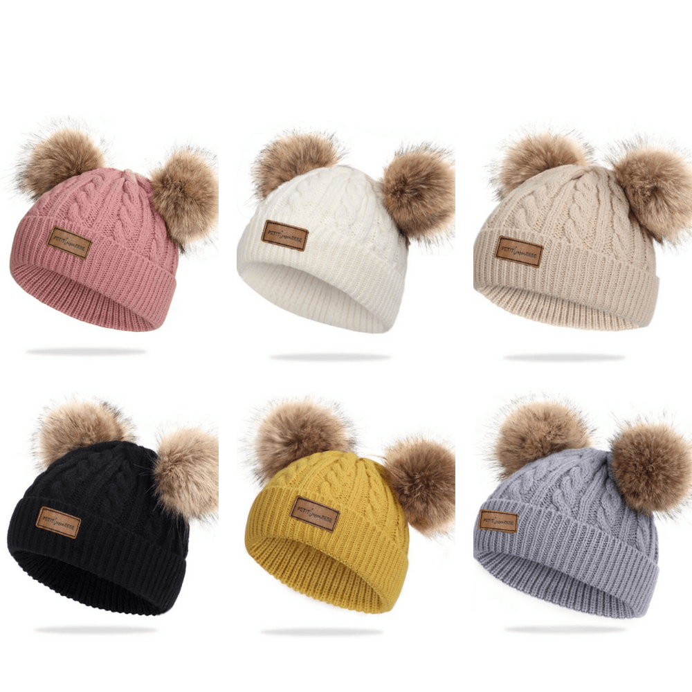 Chunky Knit Double Pom Pom Beanie | 6 Colours to choose from! Beanies Petit Luxe Bebe 