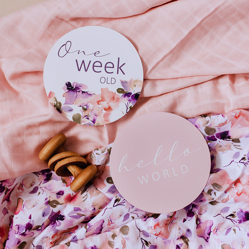Blushing Beauty & Musk Pink Baby Milestone Cards - Petit Luxe Bebe
