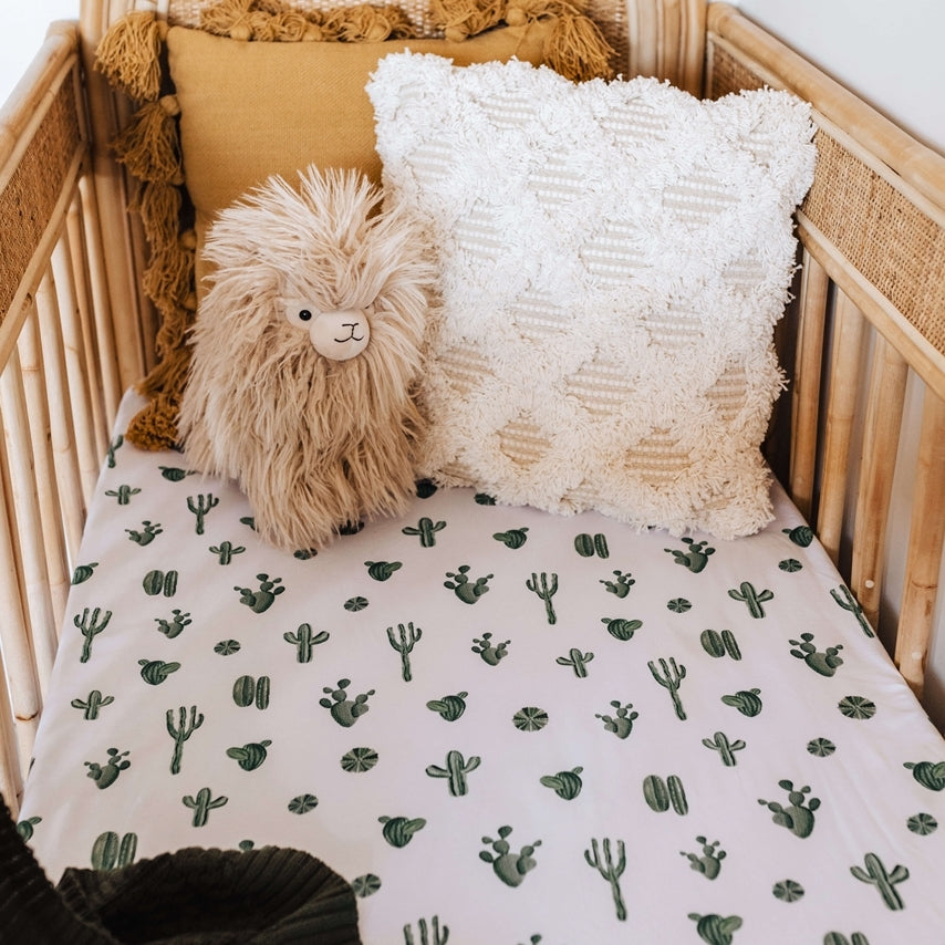 Cactus Jersey Cotton Fitted Cot Sheet Cot Sheets Snuggle Hunny Kids 
