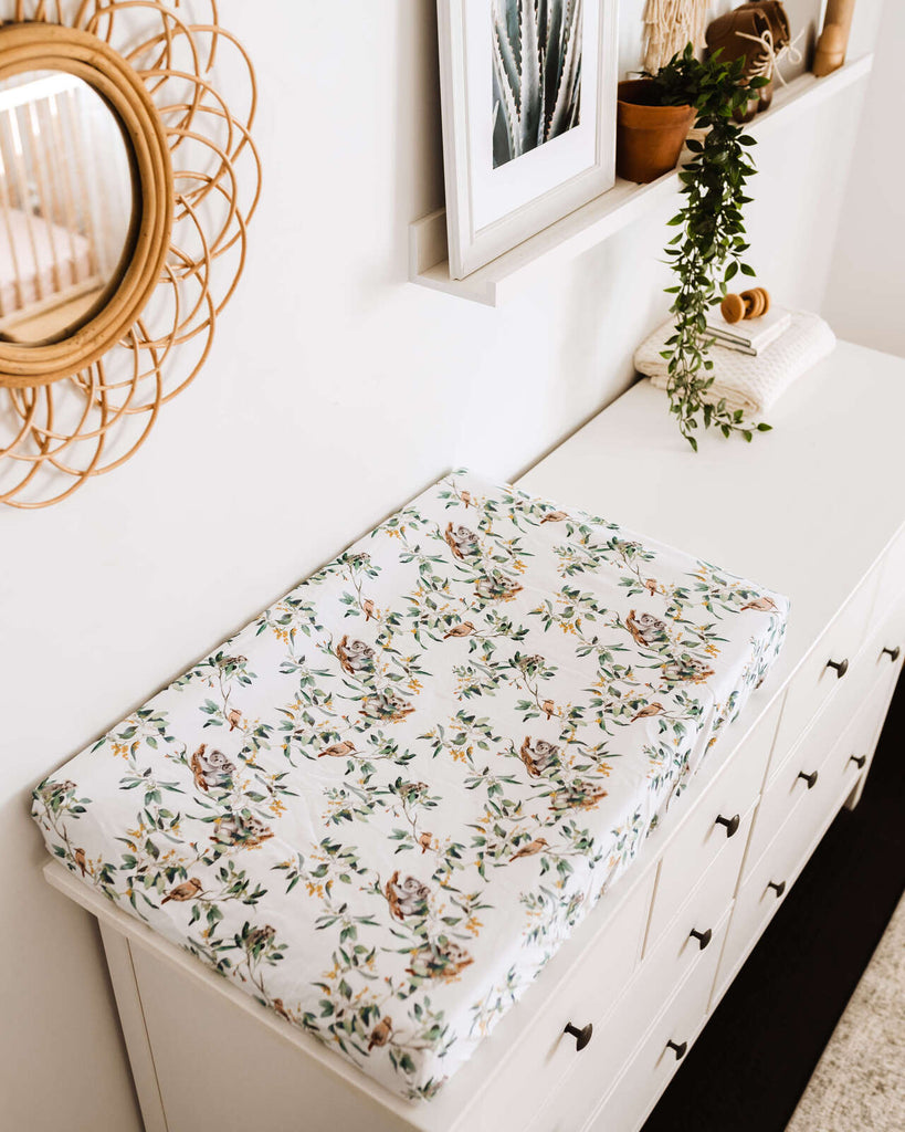 Fitted Bassinet Sheet | Change Pad Cover - Eucalypt - Petit Luxe Bebe