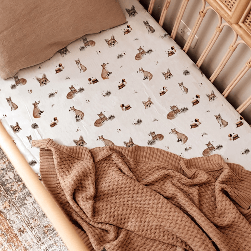 Fox Jersey Cotton Fitted Cot Sheet Cot Sheets Snuggle Hunny Kids 