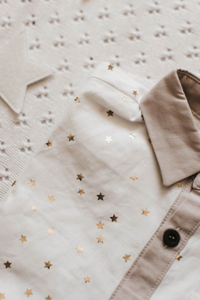 Bencer & Hazelnut Christmas Collection | Christmas Star Collared Shirt Organic Baby Clothing Bencer & Hazelnut 