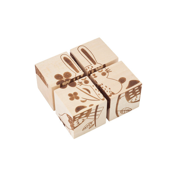 Wooden Cube Puzzle - Woodland Animals Baby Activity Toys Kubi Dubi 