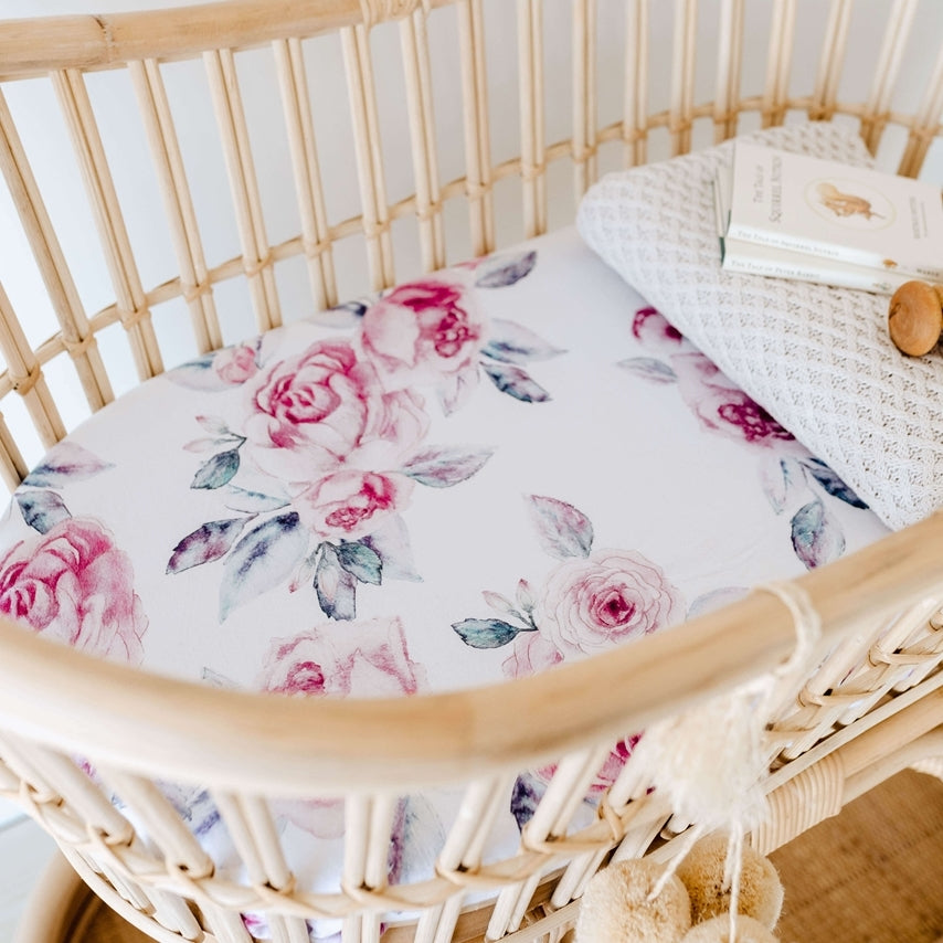 Fitted Bassinet Sheet | Change Pad Cover - Lilac Skies - Petit Luxe Bebe