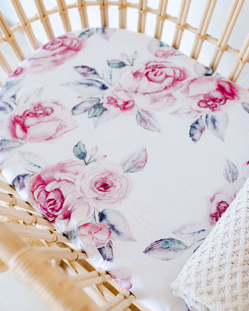 Fitted Bassinet Sheet | Change Pad Cover - Lilac Skies - Petit Luxe Bebe