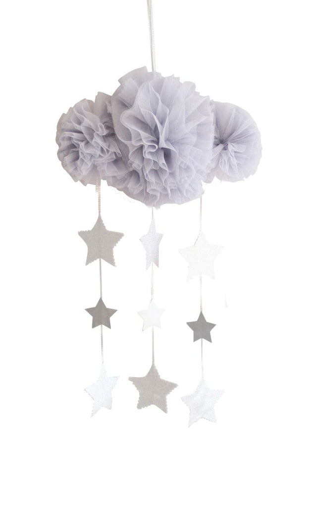 Tulle Cloud & Stars Mobile - Mist & Silver - Petit Luxe Bebe