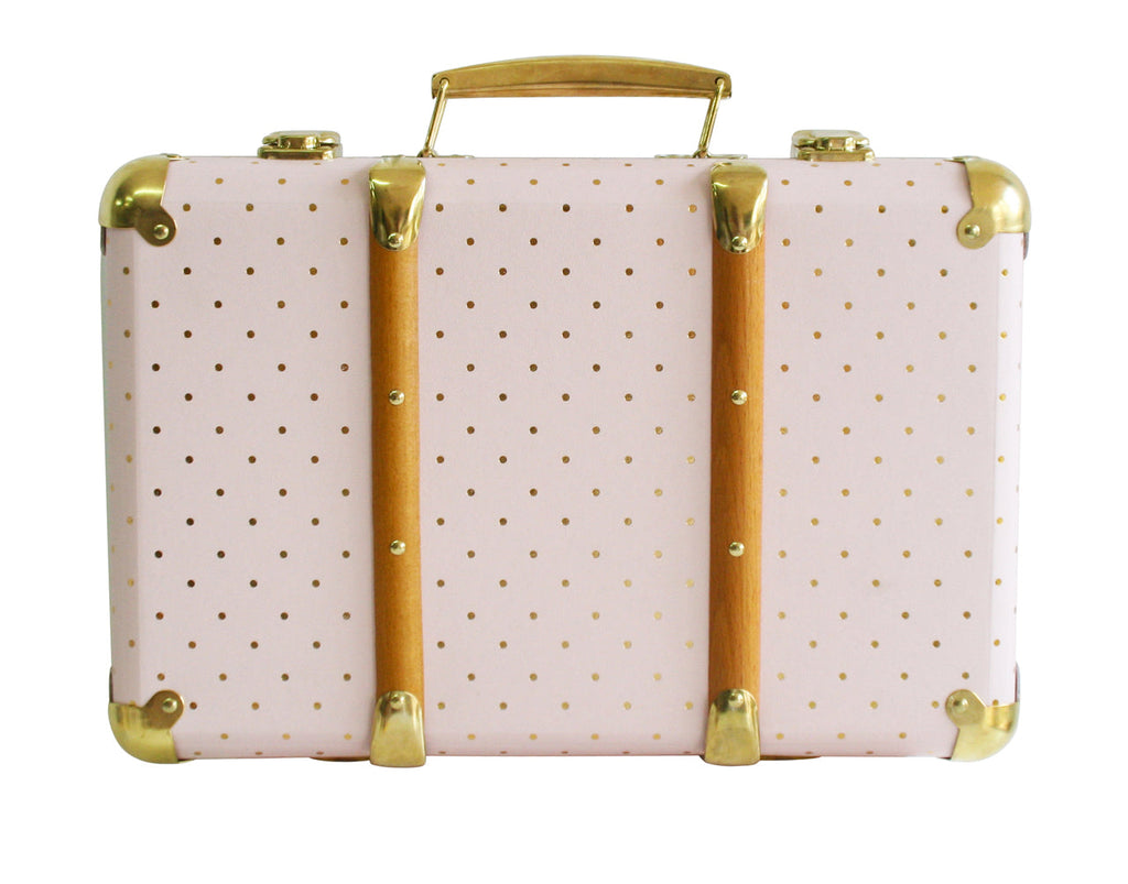 Alimrose Vintage Style Carry Case - Pink & Gold Spot - Petit Luxe Bebe