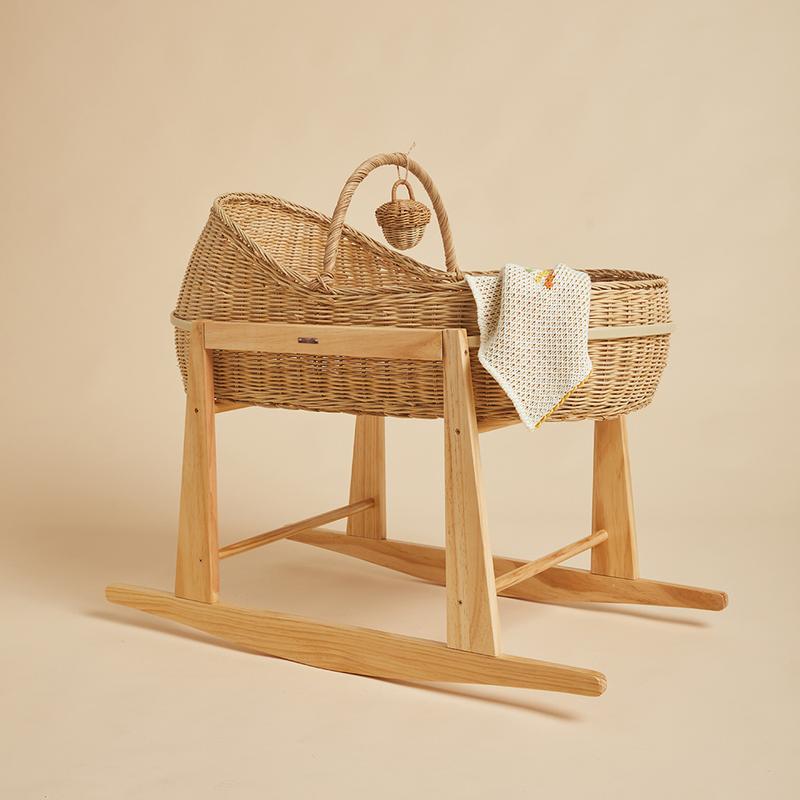 OLLI ELLA Acorn Rattle - Decorative Rattan Baby Rattle