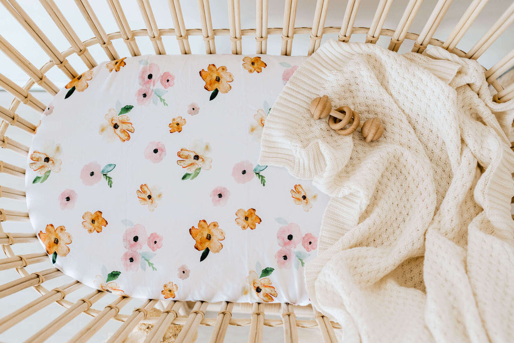 Fitted Bassinet Sheet | Change Pad Cover - Poppy - Petit Luxe Bebe