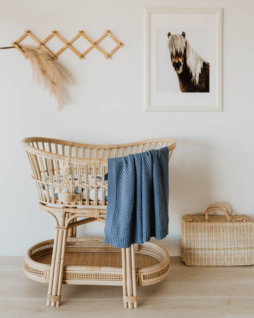 River | Knitted Baby Cot Blanket - Petit Luxe Bebe