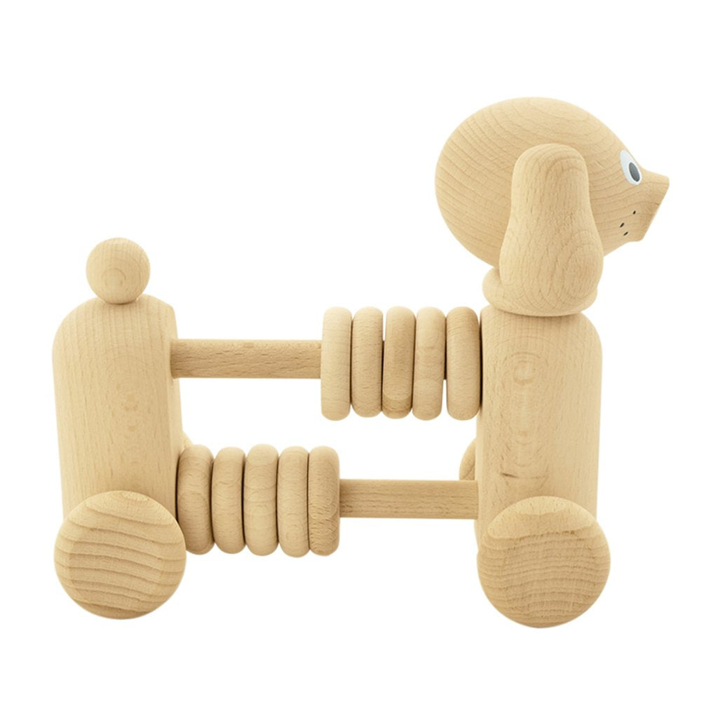 Rowan - Wooden Counting Dog Toy With Beads - Petit Luxe Bebe
