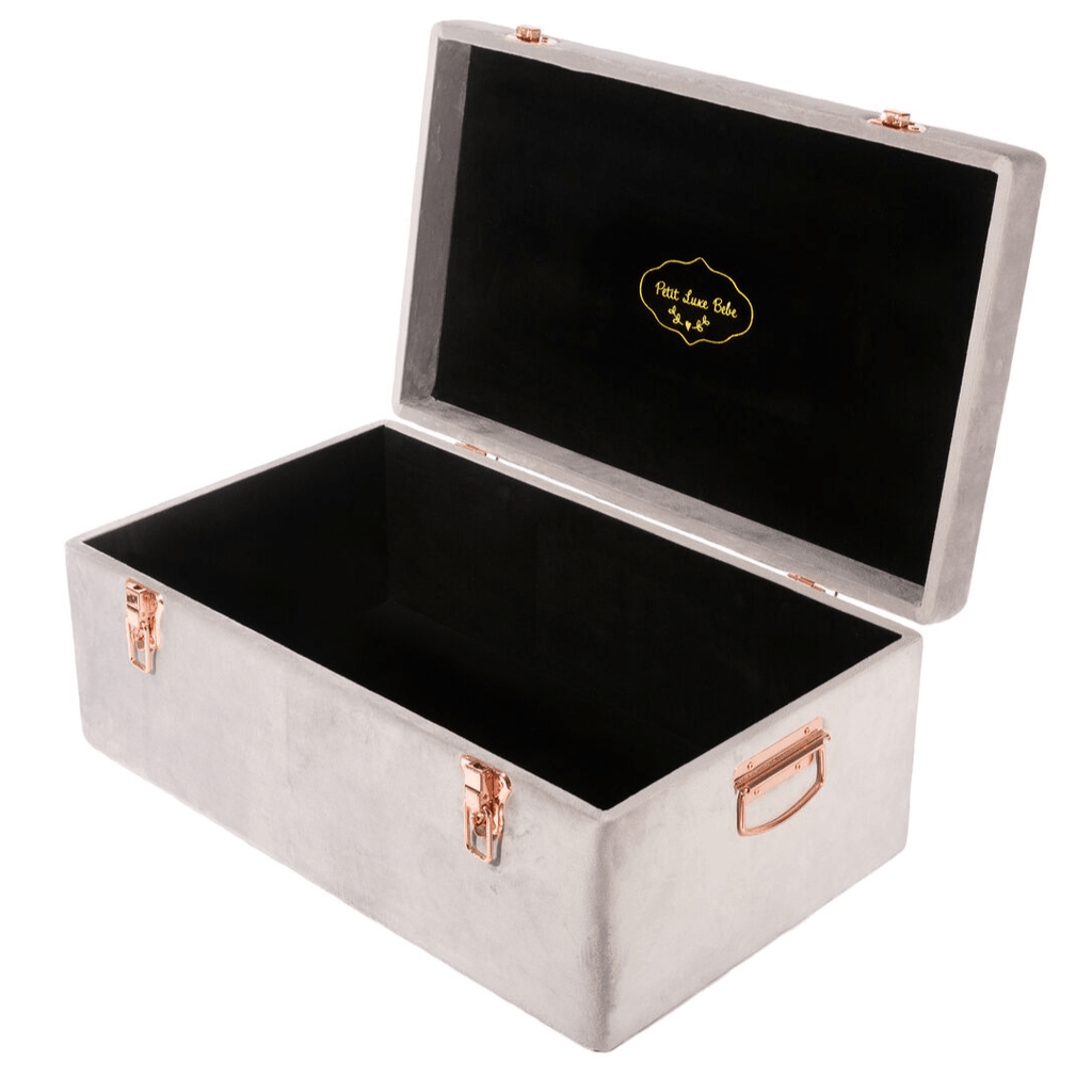 Luxe Velvet Storage Case Set - Soft Grey - Petit Luxe Bebe