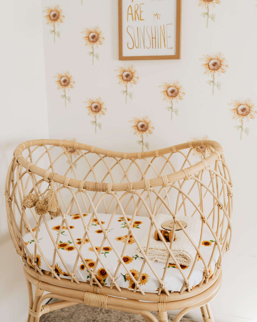 Fitted Bassinet Sheet | Change Pad Cover - Sunflower - Petit Luxe Bebe