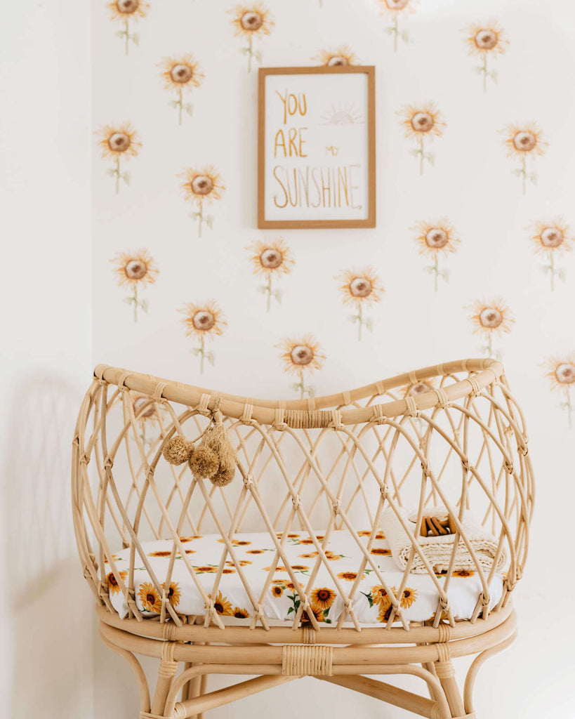 Fitted Bassinet Sheet | Change Pad Cover - Sunflower - Petit Luxe Bebe