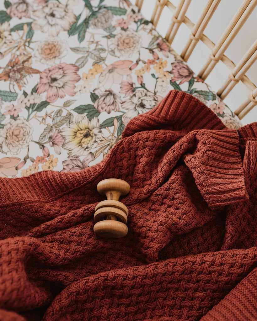 Umber | Knitted Baby Cot Blanket - Petit Luxe Bebe