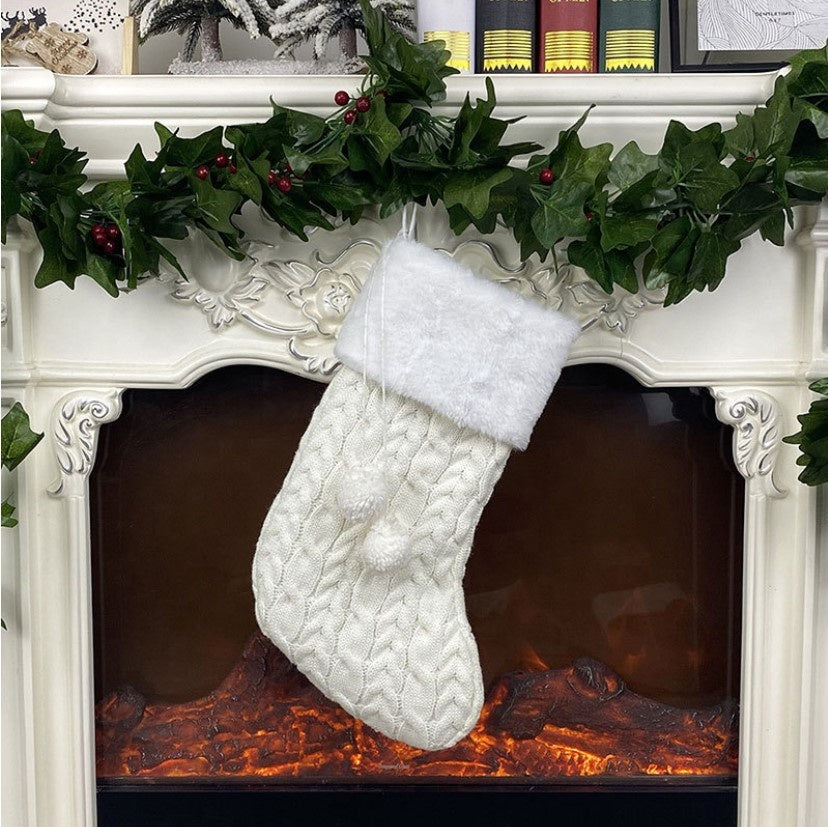 Personalised Knitted Christmas Stockings Personalised Santa Sacks Petit Luxe Bebe White 