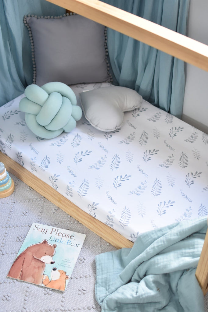 Wild Fern Jersey Cotton Fitted Cot Sheet - Petit Luxe Bebe