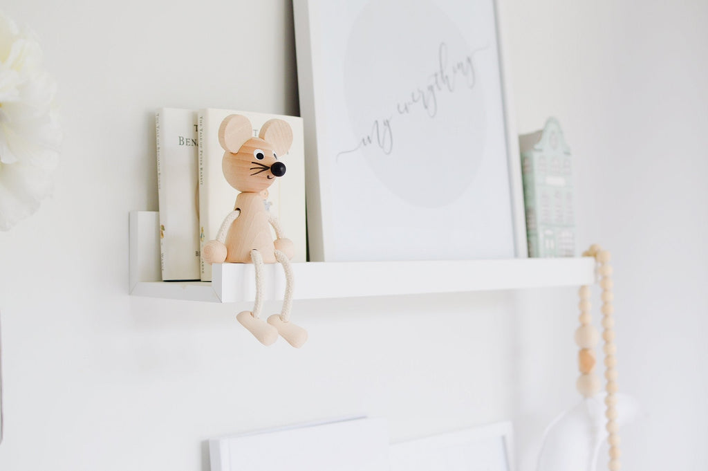 Bentley - Wooden Sitting Mouse Toy - Petit Luxe Bebe