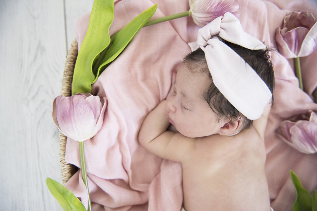 Musk Pink Organic Muslin Baby Wrap - Petit Luxe Bebe