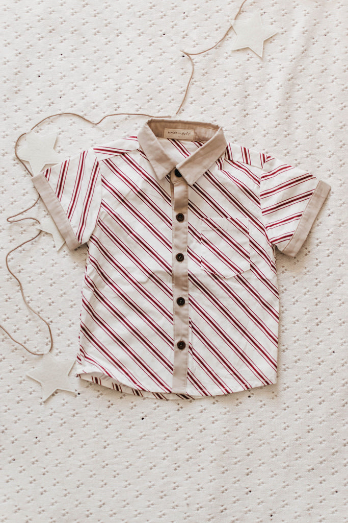 Bencer & Hazelnut Christmas Collection | Peppermint Collared Shirt Organic Baby Clothing Bencer & Hazelnut 