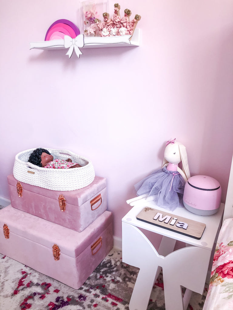 Luxe Velvet Storage Case Set - Dusty Pink Storage Petit Luxe Bebe 