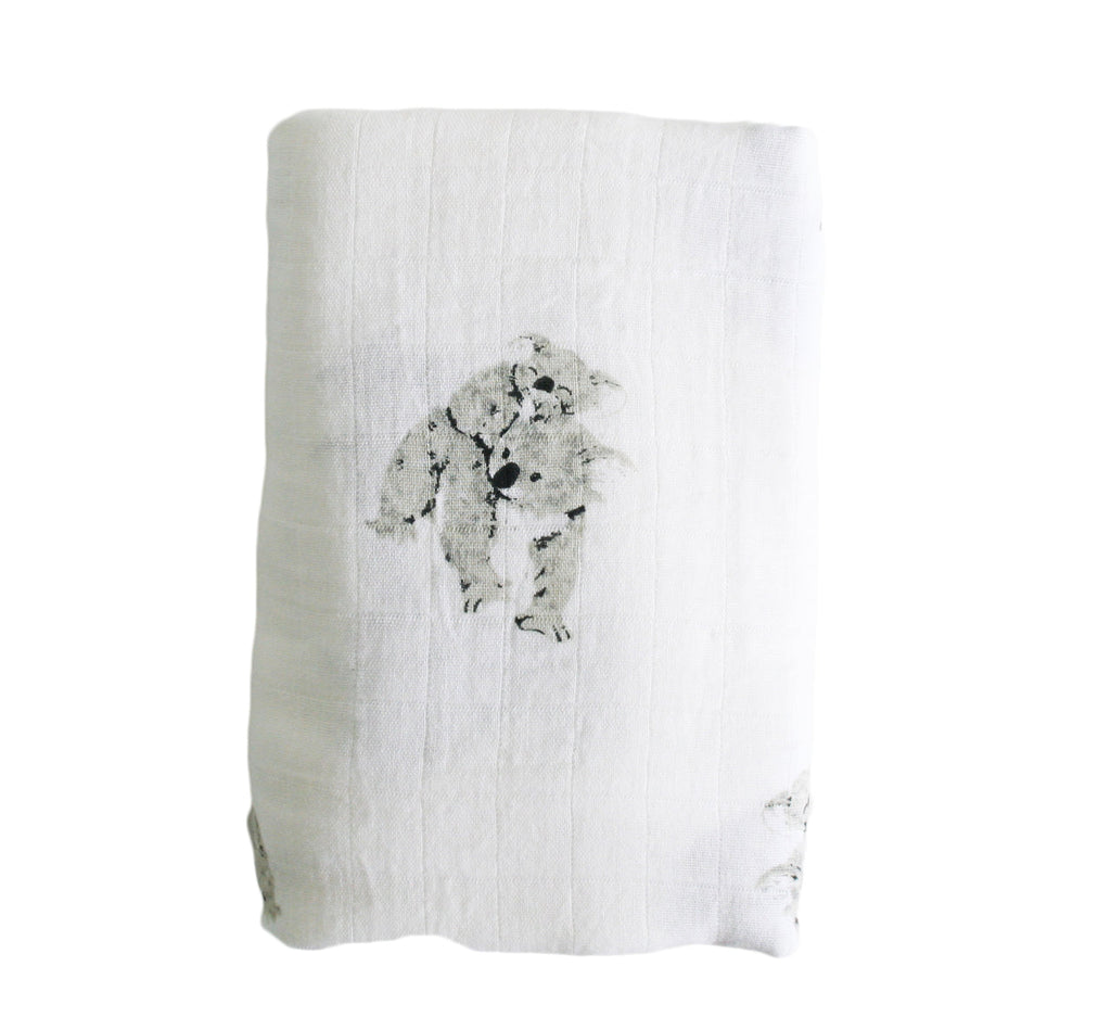 Alimrose Koala Print Muslin Swaddle Baby Wrap - Petit Luxe Bebe