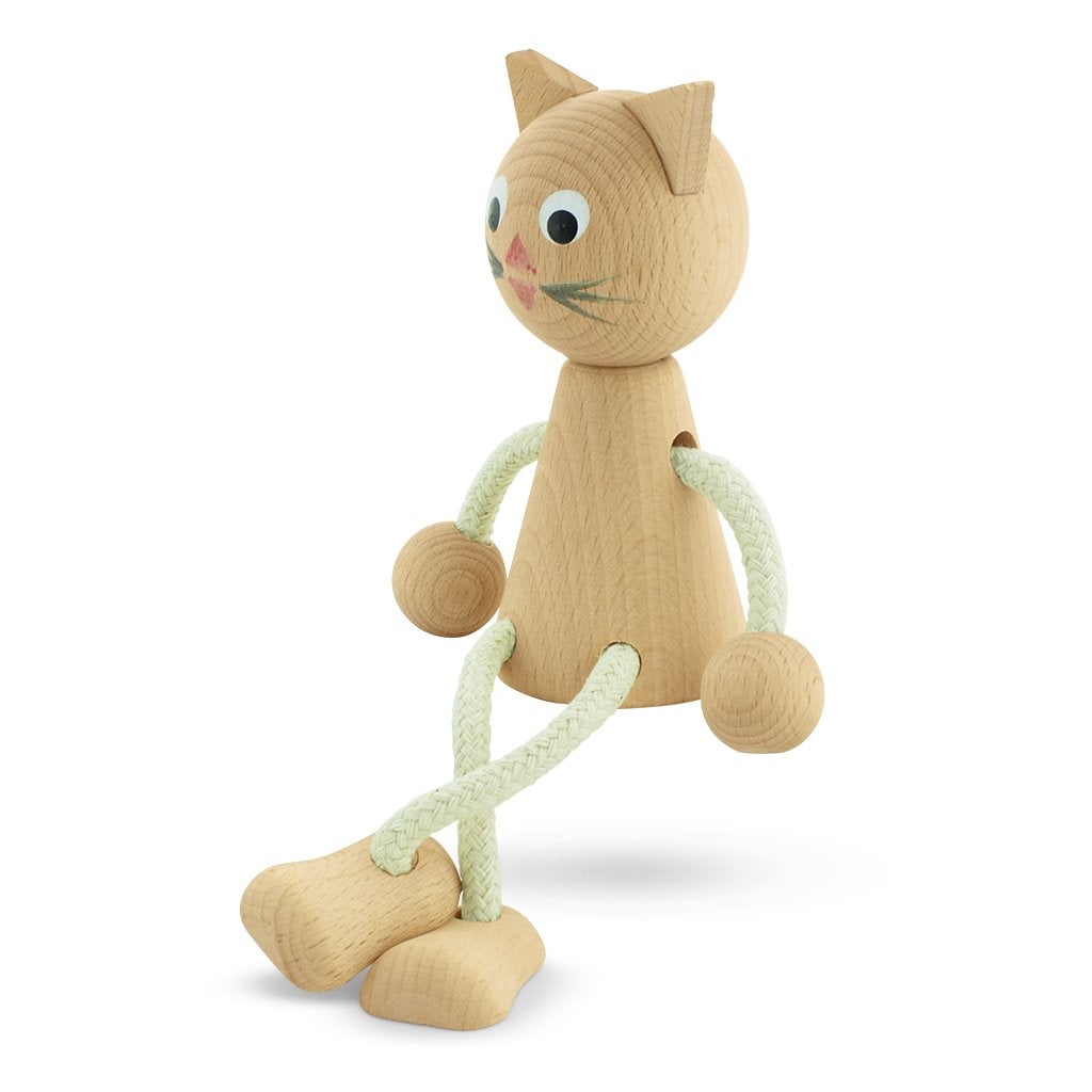 Lucy - Wooden Sitting Cat Toy - Petit Luxe Bebe
