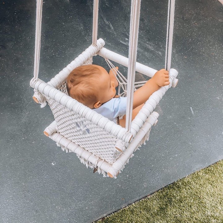 HAND CRAFTED MACRAME BABY SWING - Petit Luxe Bebe