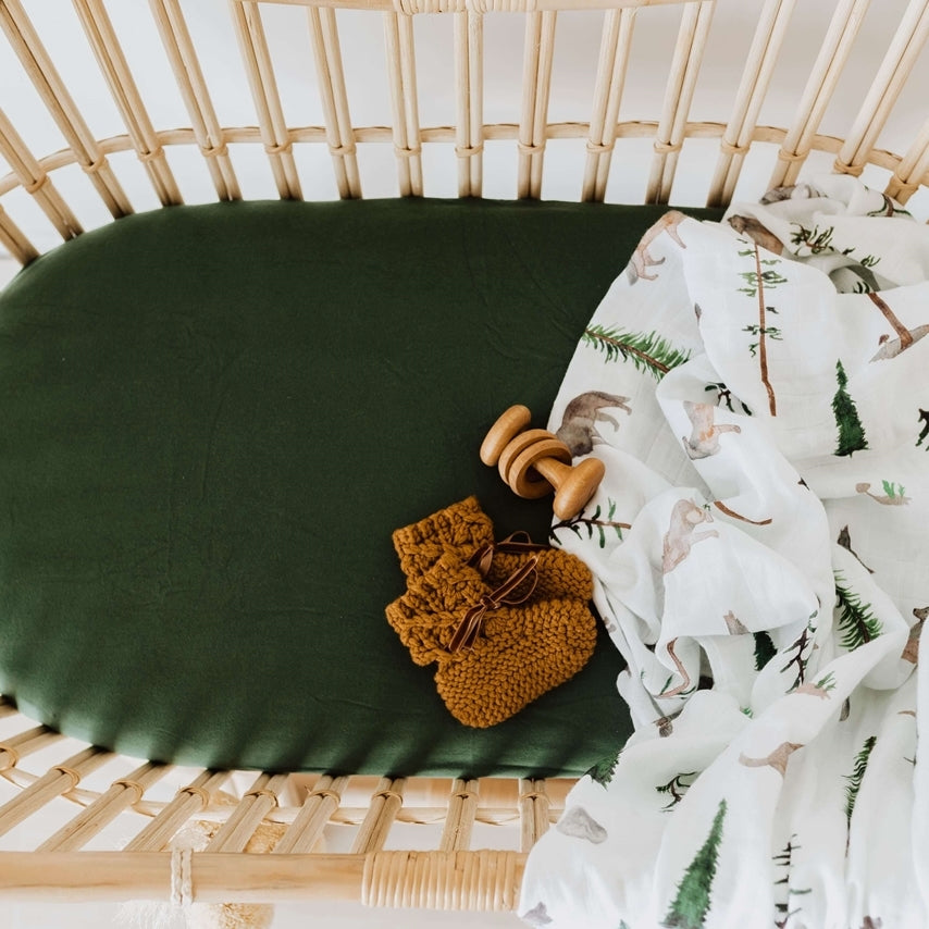 Fitted Bassinet Sheet | Change Pad Cover - Olive - Petit Luxe Bebe