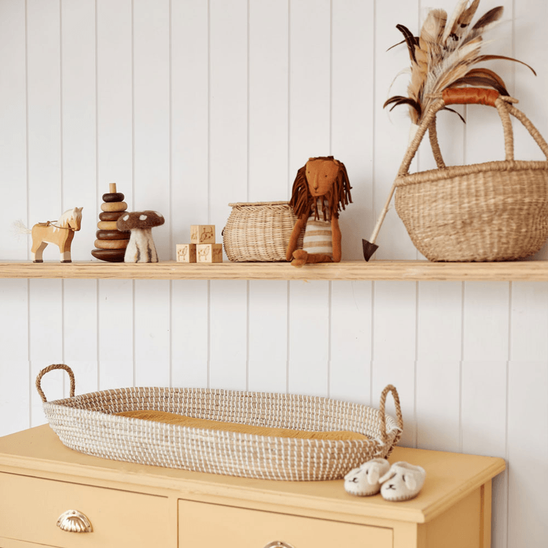 Olli Ella Baby Change Basket Luxe Organic Cotton Liner Mustard