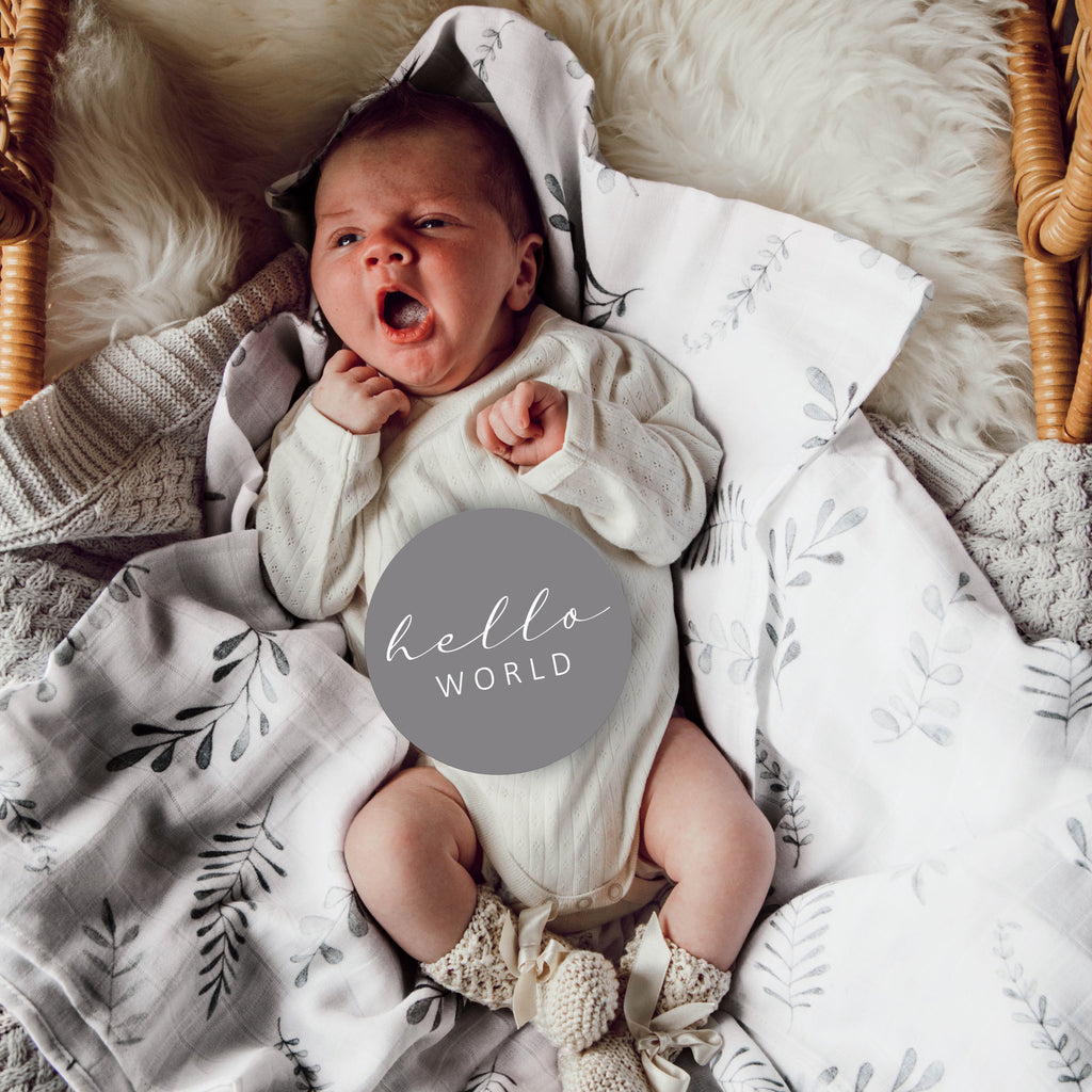 Wild Fern & Grey Reversible Baby Milestone Cards - Petit Luxe Bebe